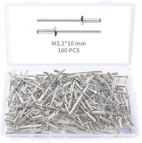 YIXISI 160 PCS M3.2x10 mm Dome Blind Rivet, Metal Rivets Pull Pop Rivets, Aluminium Pop Rivets Large Flange, for Fixing Component Construction Fasteners Furniture