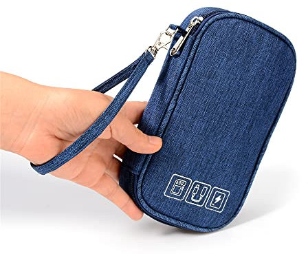 Kabeltasche,Kabel Organizer Tasche Tragbare Kabel-Orgainer-Tasche, externe Batterie tragen Beutel for Ladegerät, 20000mAh Power Bank, Handy, USB Kabel, Kopfhörer(Blue)