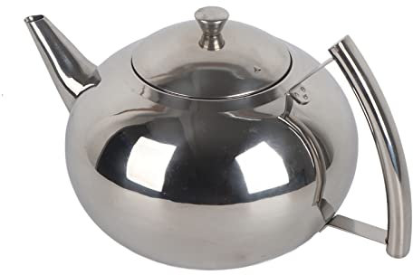 Tetera de acero inoxidable con infusor, tetera de 2 litros con infusor extraíble para hojas sueltas y bolsitas de té Tetera de metal con filtro Tetera para estufa Preparar hojas