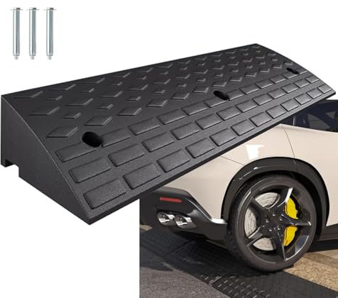 Hoiweqr Schwellenrampe Gummi und Kunststoff Türschwellenrampe 4cm/5cm/6cm/7cm/8cm/9cm Höhe, Bordsteinrampe, Rollstuhlrampe Auffahrrampe Gummirampe, für Rollstühle, Motorräder(100x25x6cm)