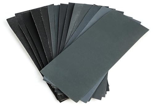 Set di Carta Vetrata 42 Pezzi – Carta Abrasiva Umida e Asciutta 23 x 9 cm – Grane 120-3000 – Carta Vetrata per Legno, Metallo, Auto, Vetro e Vernice – Ideale per Levigatura e Finitura