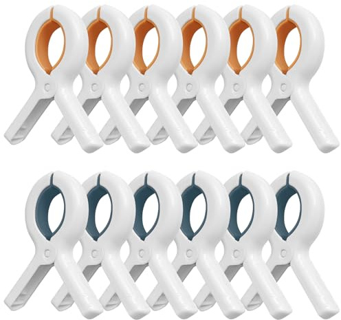 12 Pièces Pince Serviette Plage, Durable Grosse Pince À Linge, Résistance au Vent Pince Serviette Plage Transat, Plastique Epingle a Linge pour Lessive Quotidienne, Serviettes de Bain, Literie