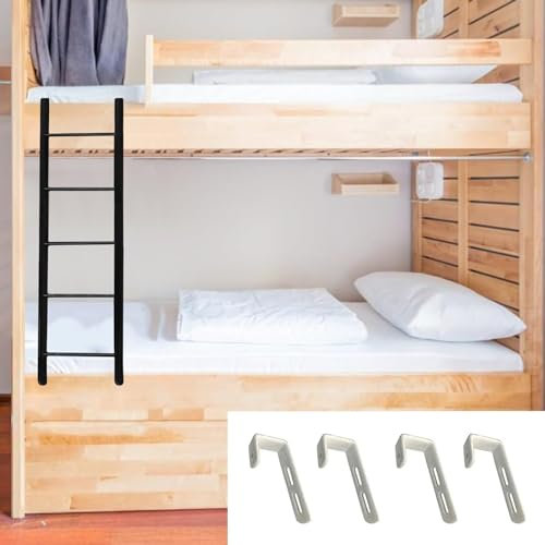 SZITW 4/5 Step Climb Ladder For Appartments Bunk Bed Metal Replacement Bed Ladder With Hooks Fitting For Dorm Loft Motorhome(Size:150cm(59))
