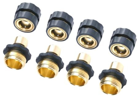 Yardwe 4 Paar Gartenschlauch-schnellanschluss-Set Messing-schlauchhahn-adapteranschluss Für Bewässerungswerkzeug