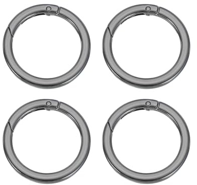 PATIKIL Anillos en O con resorte, 4Pzs 1.6 Pulgadas Clips redondos metálicos Hebillas de presión para llaveros bolsos carteras correas correas para perros manualidades DIY, Negro 41mm