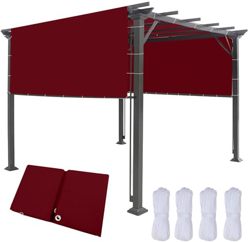 Tenda da Sole Tessuto Resistente 150 x 150 cm Impermeabile, Protezione Raggi Uv, Telo Copertura a Onda da Esterno per Giardino, Balcone, Terrazza, Weinrot