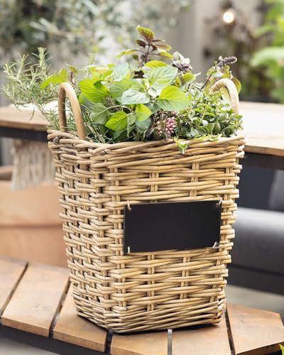 Dekoleidenschaft Pflanzkorb Soft Grey aus Weide, quadratisch, grau, 27x27x30 cm, Blumentopf, Pflanzkübel, Pflanztopf für Draußen, Blumenkübel
