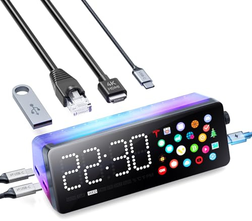 Laptop Docking Station, 7-in-1 USB C Docking Station with Screen, Multiple Built-in Apps, USB C Hub with HDMI 4K@60Hz, 1 Gbps Ethernet, 90W Max Charging for Laptop, 5Gbps USB-A/C Ports for Windows/Mac
