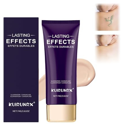KUIRUNRX® Tattoo Abdeckung Creme, Body Coverage Tattoo Cover Up Makeup, Bein und Körper Narbe Abdeckung Make-up, All-Over Teint Perfektionierer (Natur, 74ml)