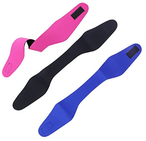 VANZACK 3pcs Waterproof Swimming Ear Bands Hair Protector Headband Set for Kids and Adults Unisex Watersport Bathing Ear Cover Black Navy Rose Red Medium