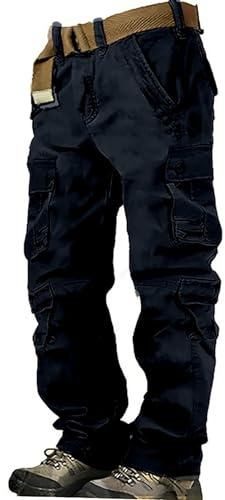 VYLYNL Pantaloni militari mimetici da uomo, in cotone, pantaloni cargo militari per attività all'aperto, softair e caccia, multitasche, tattici, abbigliamento da lavoro, materiale durevole e pratico