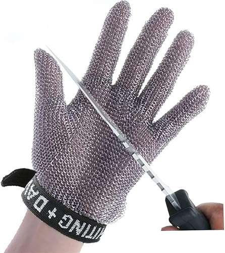 LoiYtrd work safety Anti-cut Gloves Stainless Steel Cut Resistant Gloves, Kitchen Restaurant Chef Safety Work Gloves, Cut-resistant Chainmail Gloves(1pcs/L)