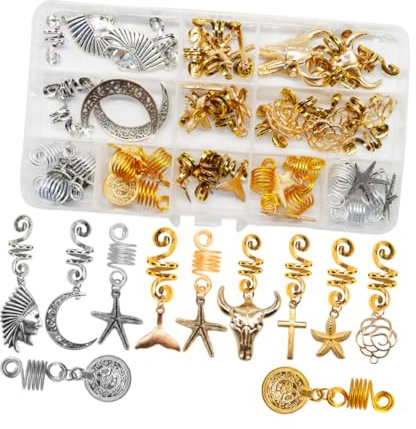 Healvian 33 piezas Adornos para Dreadlocks de Aleación Accesorios Trenzas Africanas Ligeros y Flexibles para Fiestas Bodas y Diario