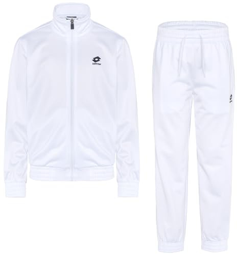 Lotto Trainingsanzug Kinder Weiß in Größe 146-152 I Jogginganzug Kinder Regular Fit, 100% Polyester I Unisex Sportanzug für Jungen & Mädchen I Elastischer Bund & praktische Seitentaschen