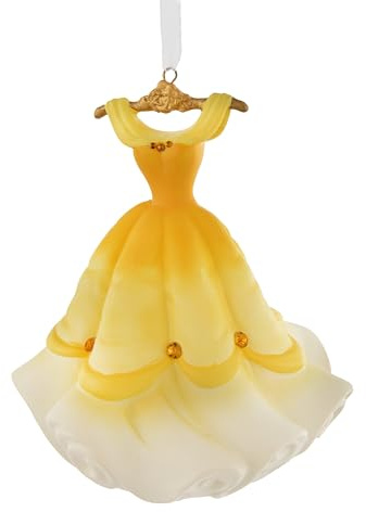 Hallmark Disney Belles Yellow Dress Ornament, Collectible, Signature | Made of Durable Resin, Hanging Loop, White Ribbon, 8.9cm X 10.4cm X 7.6cm