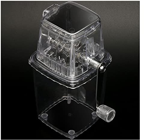 SUPYINI DIY Manual Ice Crusher Hand Cranked Portable Ice Crusher, Stainless Steel Blades, 1.25L Capacity, for Home Outdoor Camping Use (Transparent)