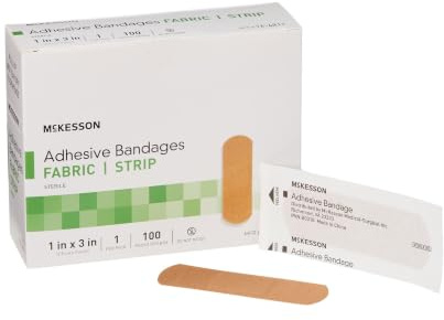 McKesson Adhesive Bandages, Sterile, Fabric Strip, 1 in x 3 in, 100 Count, 1 Pack