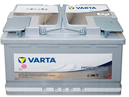 VARTA Professional Dual Purpose AGM Batterie für Caravans, Wohnmobile & Boote – 12V 80Ah 800A (LA 80) – Versorgerbatterie & Starterbatterie in einem