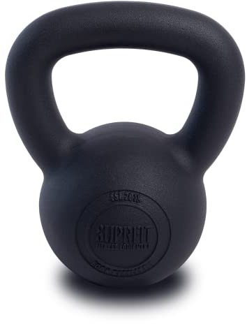 SUPRFIT - Econ Professional Kettlebell 8Kg - Pulverbeschichtete Kugelhantel aus massivem Gusseisen für Fitness, Crossfit & Krafttraining - Schwarze Kettlebells Hantel für Home Gym und Fitnessstudios