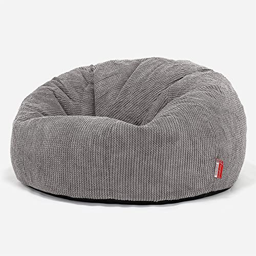 Lounge Pug Canapé Pouf Classique Texturé Gaufré Pom Pom - Sol Confortable et Relaxant, Sans Cadre - Anthracite
