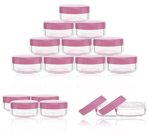 ZEJIA 10 Gram Cosmetic Containers 20pcs Sample Jars with Lids Plastic Makeup Sample Containers BPA Free Pot Jars(Pink)