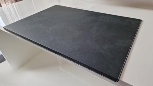 Gewinkelte Schreibtischunterlage mit Kantenschutz Nubuk Leder 90 x 47 Anthrazit