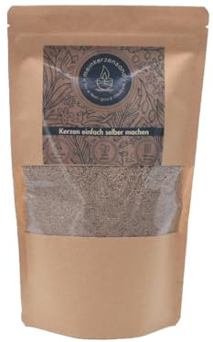 KERZENSAND Wachsgranulat 400g inkl. 3 Docht - Palmwachs Kerzengranulat - universal einsetzbar - kreativ - vielseitig - dekorativ - Farbe: Beach