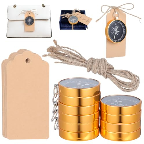 Toyvian Kompass Schlüsselanhänger, 10er Set Edle Gastgeschenke für Hochzeit, Geburtstag Taufe Vintage Metall Anhänger Als Give Away Tischdeko für Reise Mottopartys