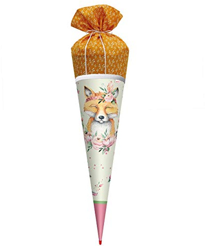 ROTH Schultüte Lieblingsstück - Funny Fuchs 70 cm groß - rund Stoffschultüte Spitze