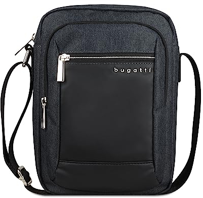 bugatti Sera Kleine Umhängetasche für Herren, Schultertasche mit Tabletfach - Messenger Bag Kuriertasche, anthrazit