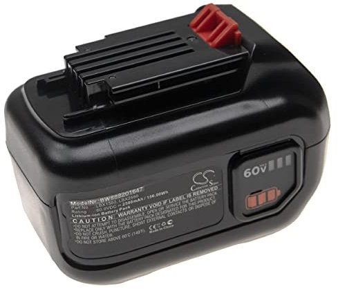 vhbw Battery compatible with Black & Decker LST560, LHT360CFF 60V MAX Hedge Trimmer, LSW60C, LSW60 Power Tools (2500 mAh, Li-Ion, 60 V)