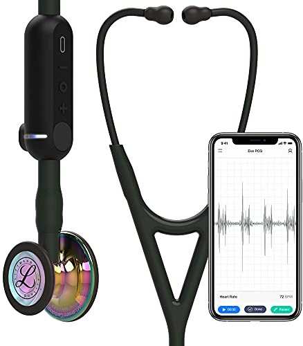 3M Littmann Core Digital-Stethoskop MIT GRAVUR Digitalstethoskop (Rainbow-Schwarz)