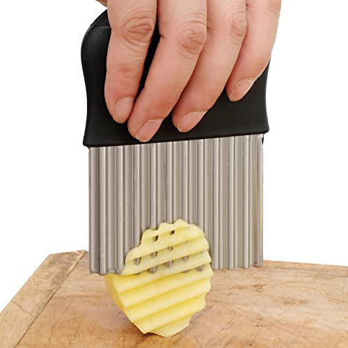 Coupe-pommes de terre ondulé, lame en acier inoxydable, outil de cuisine sûr pour fruits, légumes, carottes, pommes de terre
