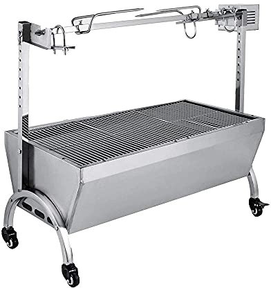 Samnuerly Parrilla De Barbacoa Parrilla De Carbón Giratoria Automática Grande, Jardín De Acero Inoxidable Parrilla De Cocina para Barbacoa Al Aire Libre con Ruedas Fácil De MoverAdecuado para Familia