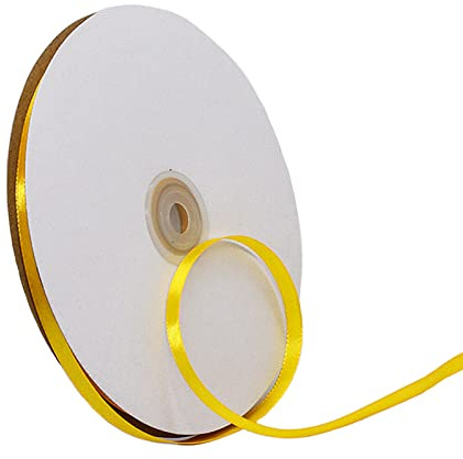 Gult band, 6 mm för presentförpackning, 91 m, satinband, gult hårband för kvinnor, ballongband, presentband, tjockt tygband för hantverk, jul, florister, bukett, bröllopskortege, tårtdekorationer