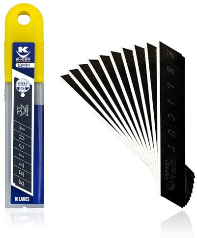 Set di 10 lame da 18 mm, colore: Nero BLADE SK2, durata 3 volte superiore, incisione laser
