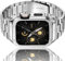 HASLFM Armband Kompatibel mit Apple Watch 44mm 42mm(Series 3/2/1), Robustes Edelstahl Metall Ersatz Armband mit Gehäuse Cover für iWatch Series 6/5/4/3/2/1/SE für Männer, Silber
