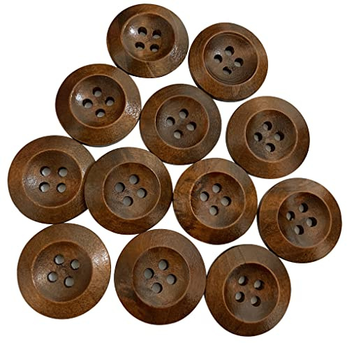 15 pièces boutons en bois de châtaignier classique 25mm marron