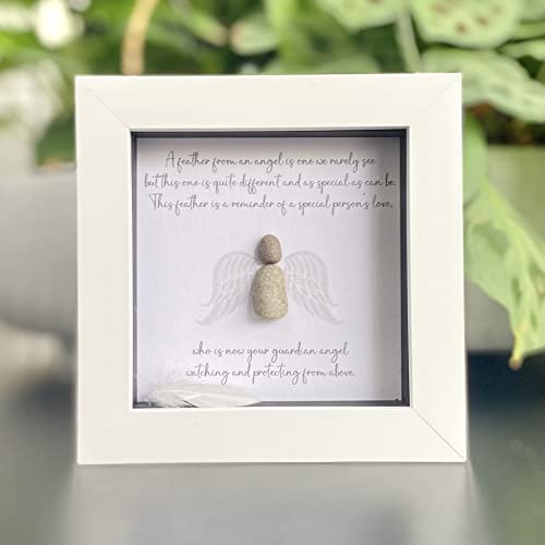 Pebble Art MINI FREESTANDING - REMEMBRANCE - ANGEL WINGS