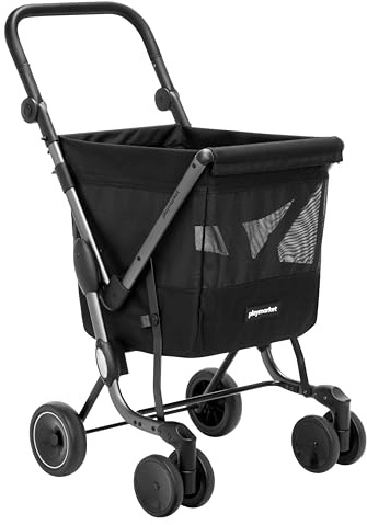 Playmarket We Go Premium. Carro de la Compra Ligero y Plegable. Textil Impermeable sostenible. Manillar Regulable y Ruedas traseras giratorias. Capacidad 55L