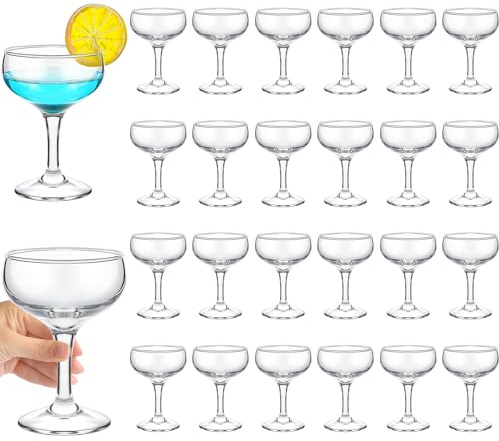 Weewooday 24 Pcs Coupe Glasses Bulk 3.4 oz Clear Champagne Coupe Cocktail Martini Margarita Glasses Wine Drinking Cups for Wedding Birthday Party Bar Home Restaurants