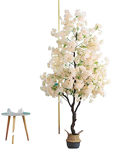 Kunstbaum Realistische Grüne Kirschblüten-Pflanzenbäume/künstliche Dekorative Heimbäume For Wohnzimmer/Veranda/Büro, Japanische Kunstpflanze, Die Echt Aussieht, Mit Ästen, Blättern Und Korb, 2 M/ 1,8