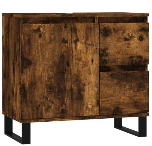 vidaXL Armario de baño Madera contrachapada Roble Ahumado 65x33x60 cm