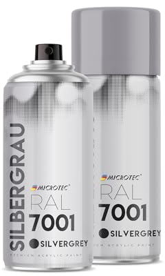 MICROTEC® Sprühlack | 400ml | hochwertiges Acryllackspray | matt oder glänzend | Sprühfarben für Metall, Holz, Kunststoff u.v.m. | große Farbauswahl (Silbergrau matt - RAL 7001)