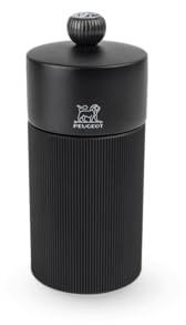 Pfeffermühle aus Holz und Aluminium, mattschwarz, 12 cm