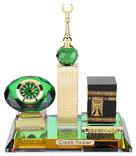 Azan-Uhr für USA-Muslim für zu Hause, 21 X 18 X 10 cm, Muslimische Kaaba-Uhrenturm-Modell, Islamische Architektur, Kunsthandwerk, Heim-Desktop-Dekoration