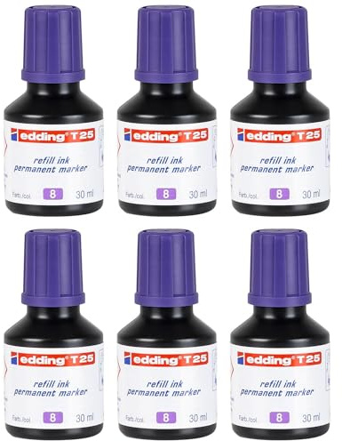 EDDING 6 Nachfülltinten für Permanentmarker, 30 ml, T25, Tropfenform, Violett