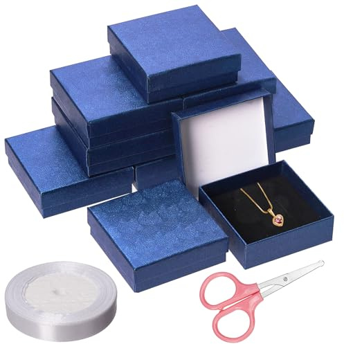 Glarks Kit de 12 cajas de regalo de joyería, 3.5 x 3.5 x 1.1 pulgadas, cajas de joyería para anillos, aretes, joyas, Navidad, cumpleaños, aniversarios, día de San Valentín, día de la madre y otros