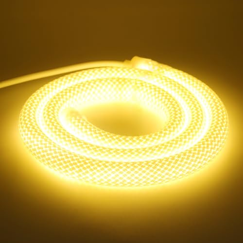 Wisada 12V Neon LED Streifen 3M, 360° Rundes Maschenrohr Neon Band, SMD2835 240LEDs/m Warmweiß IP67 Wasserdichtes Schlauch Lichtband für Weihnachten, Hochzeiten, Innen/Außen Dekoration（Ohne Adapter）