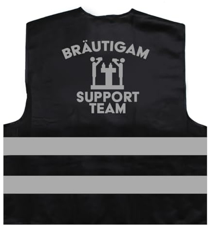 Bräutigam Support Team Tresen JGA Warnweste BZW. Signalweste mit reflektierendem Aufdruck ID: 1902